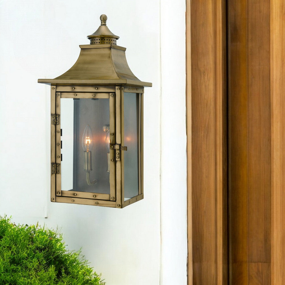 St. Charles 2-Light Aged Brass Wall Light