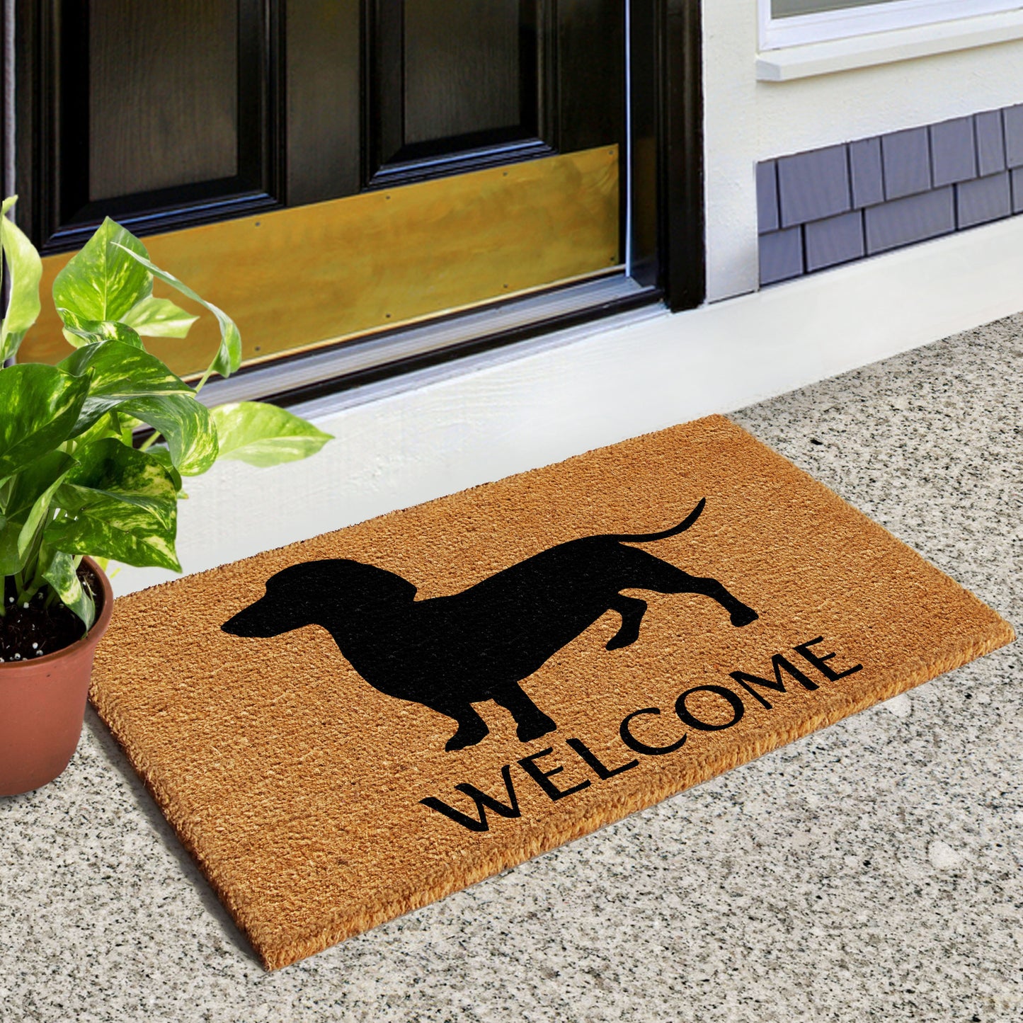 24" X 36" Natural and Black Coir Dachshund Welcome Outdoor Door Mat