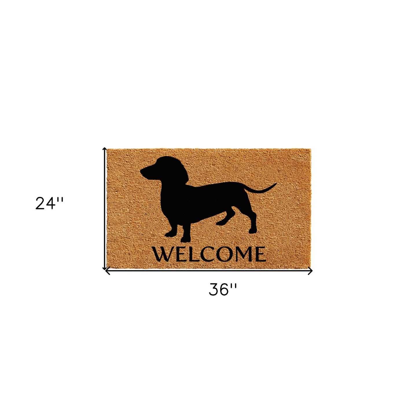 24" X 36" Natural and Black Coir Dachshund Welcome Outdoor Door Mat