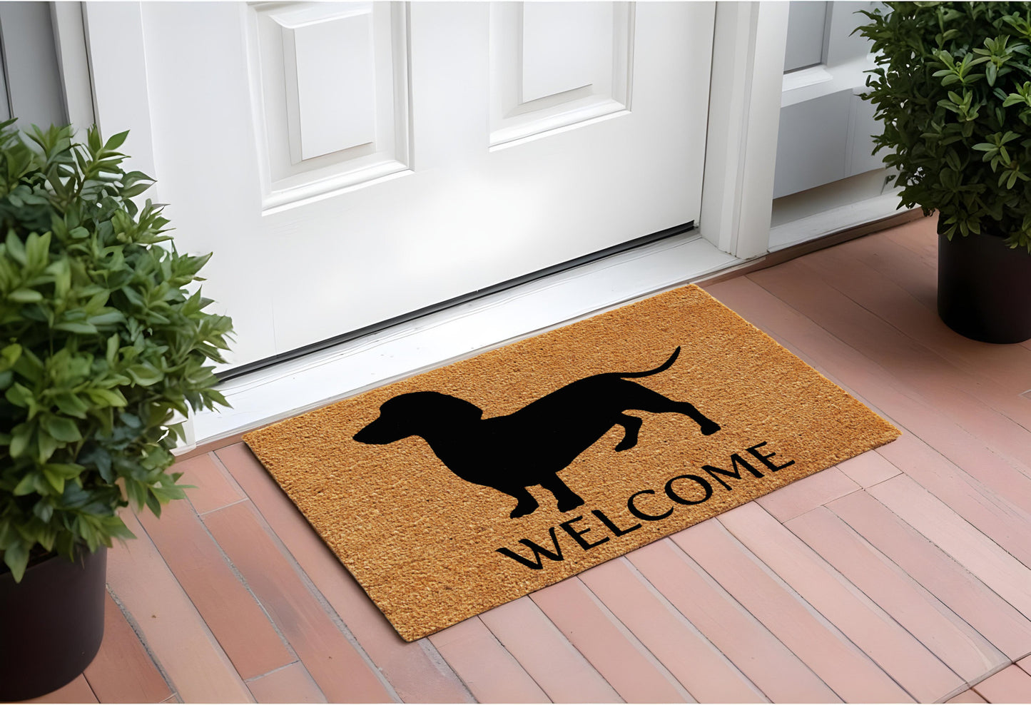 24" X 36" Natural and Black Coir Dachshund Welcome Outdoor Door Mat