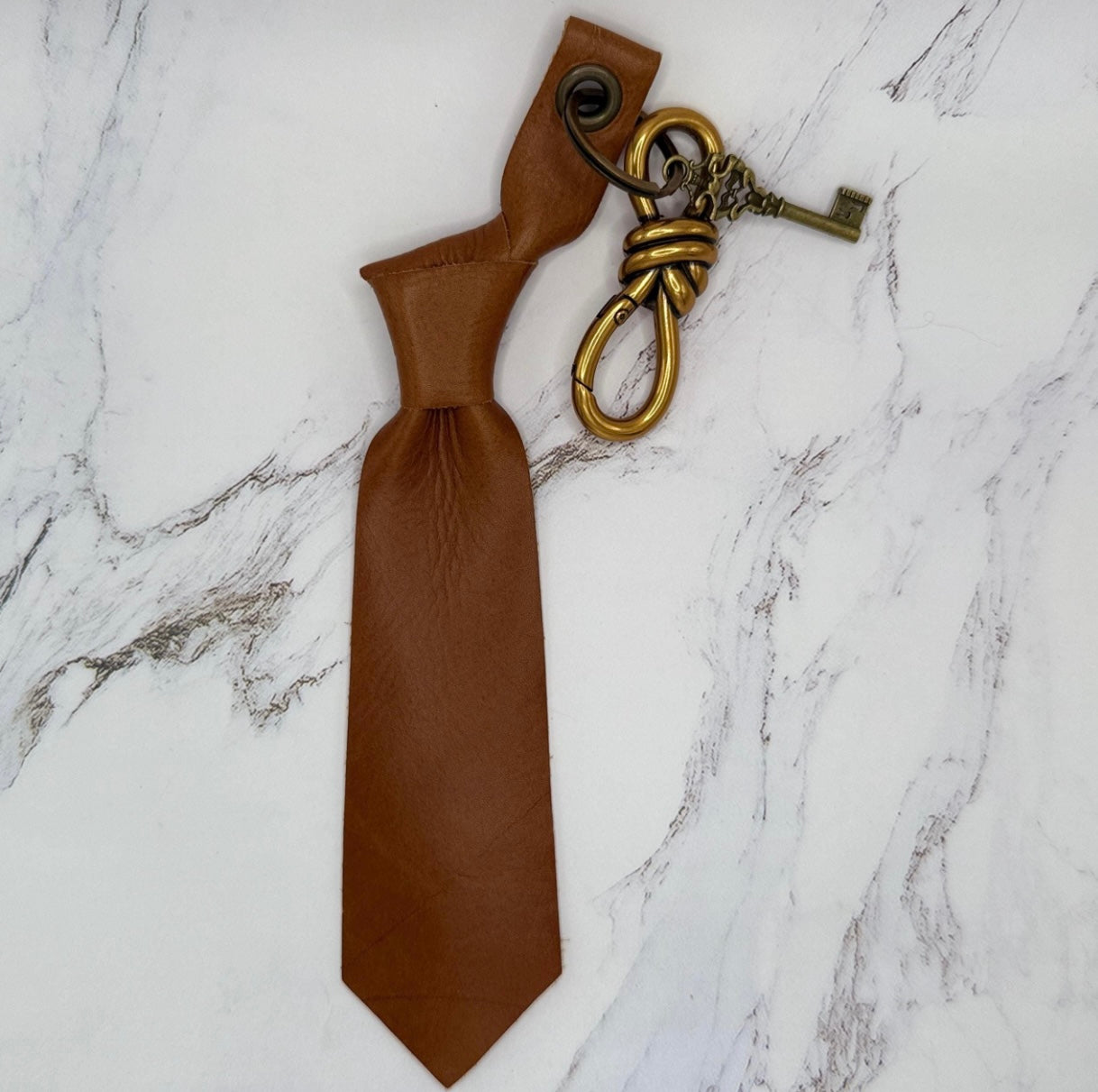 Leather Crafted Necktie Bag Charm