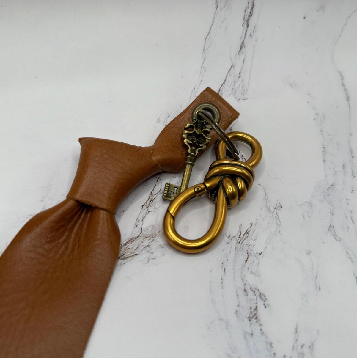 Leather Crafted Necktie Bag Charm