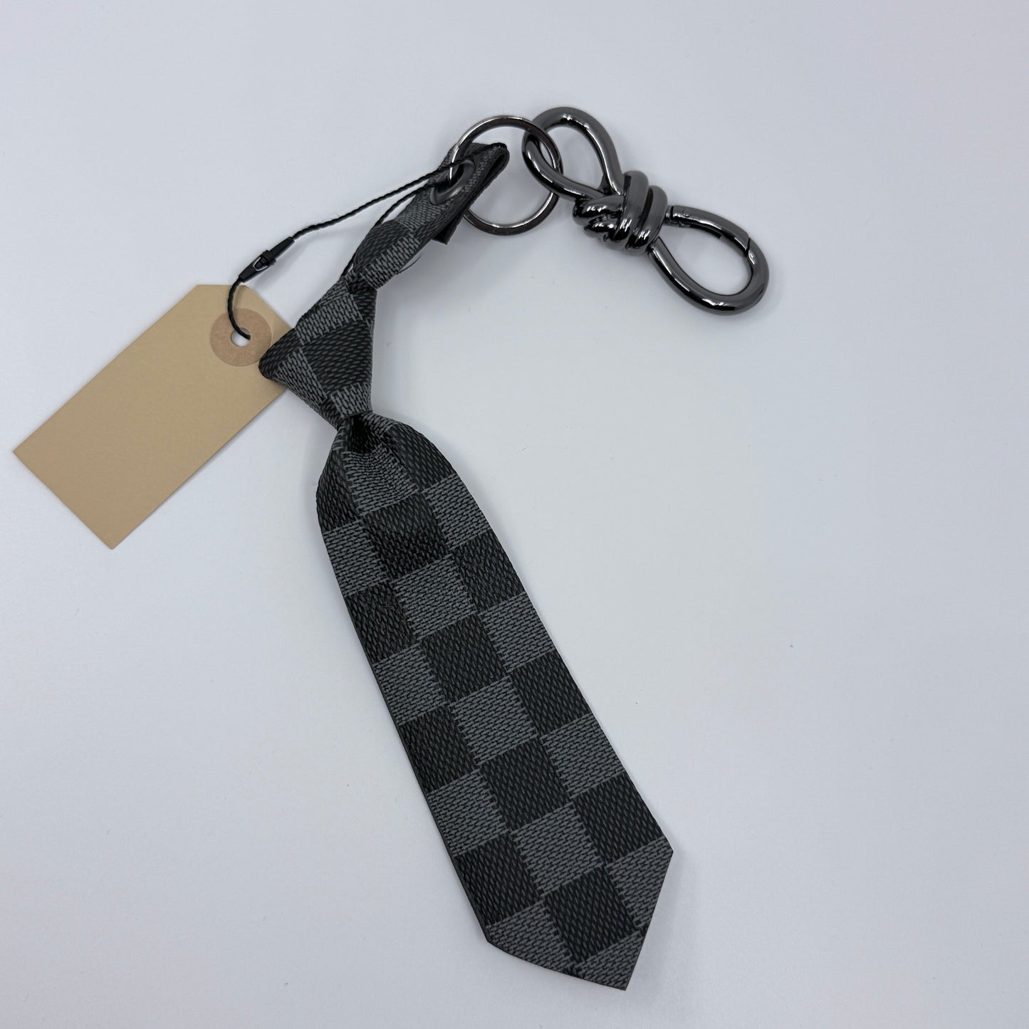 Check Necktie Bag Charm 12.5"