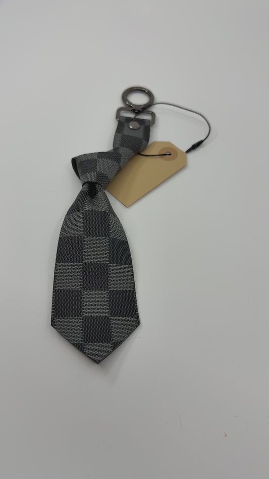 Check Necktie Bag Charm 10"